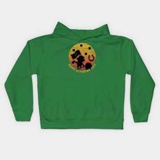 Retro sunset irish gnome Kids Hoodie